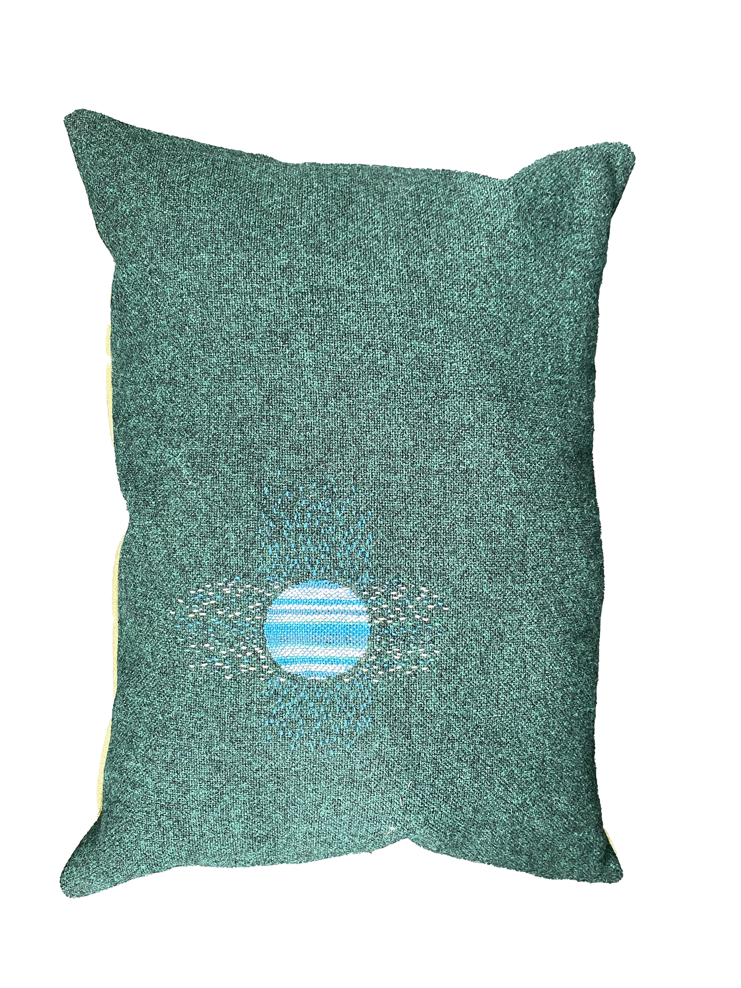 groen Kussen met handgeborduurd patroon